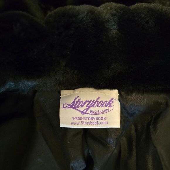 🧡 Storybook Elegant Black Faux Fur Kids Pea Coat 4 - Picture 5 of 5